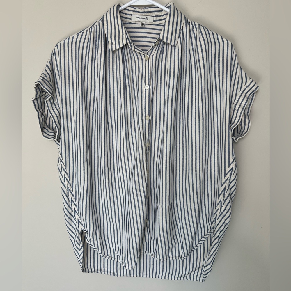 Madewell blue white striped slouchy button up shirt size XXS extra extra small